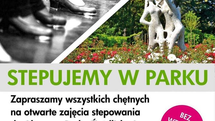 Grafika promująca wydarzenie: Stepujemy w Parku - Tubajka - kawiarni w parku - mat. pras. Tubajka